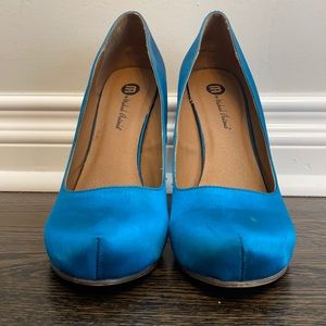 Teal satin heels size 8